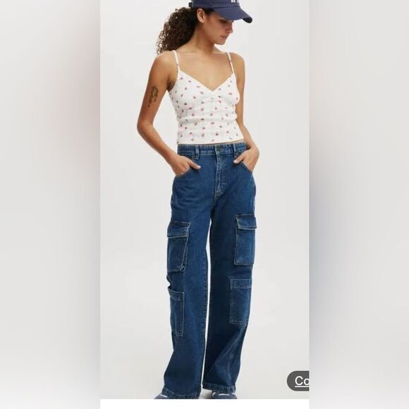 Cotton on women’s 4 cargo wide leg jeans new - Picture 1 of 6